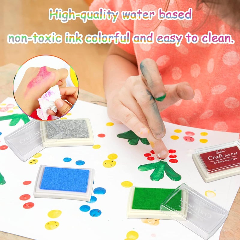 Lsushine Craft Ink Pad for Rubber Stamps, Paper, Wooden, Fabric, Scrapbooking, Non-Toxic Finger Ink Pads for Kids (Pink) - Image 5